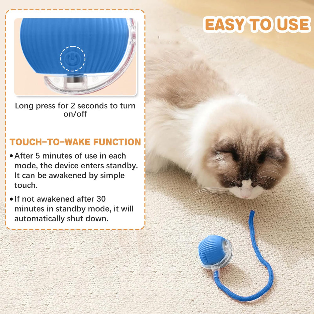NONENDU cat-toy rechargeable blue battery life supports long play sessions.