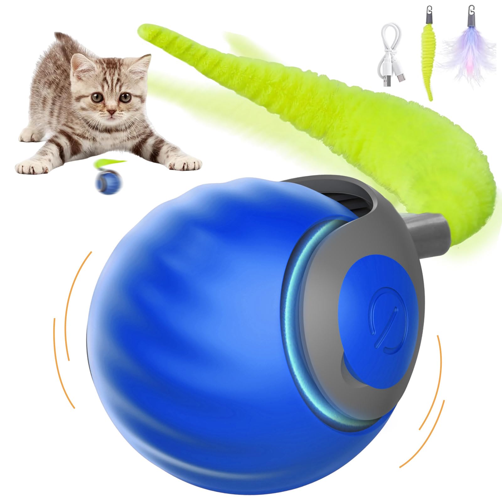 NONENDU turbo ball tail blue in action for active indoor play and hunting instincts.