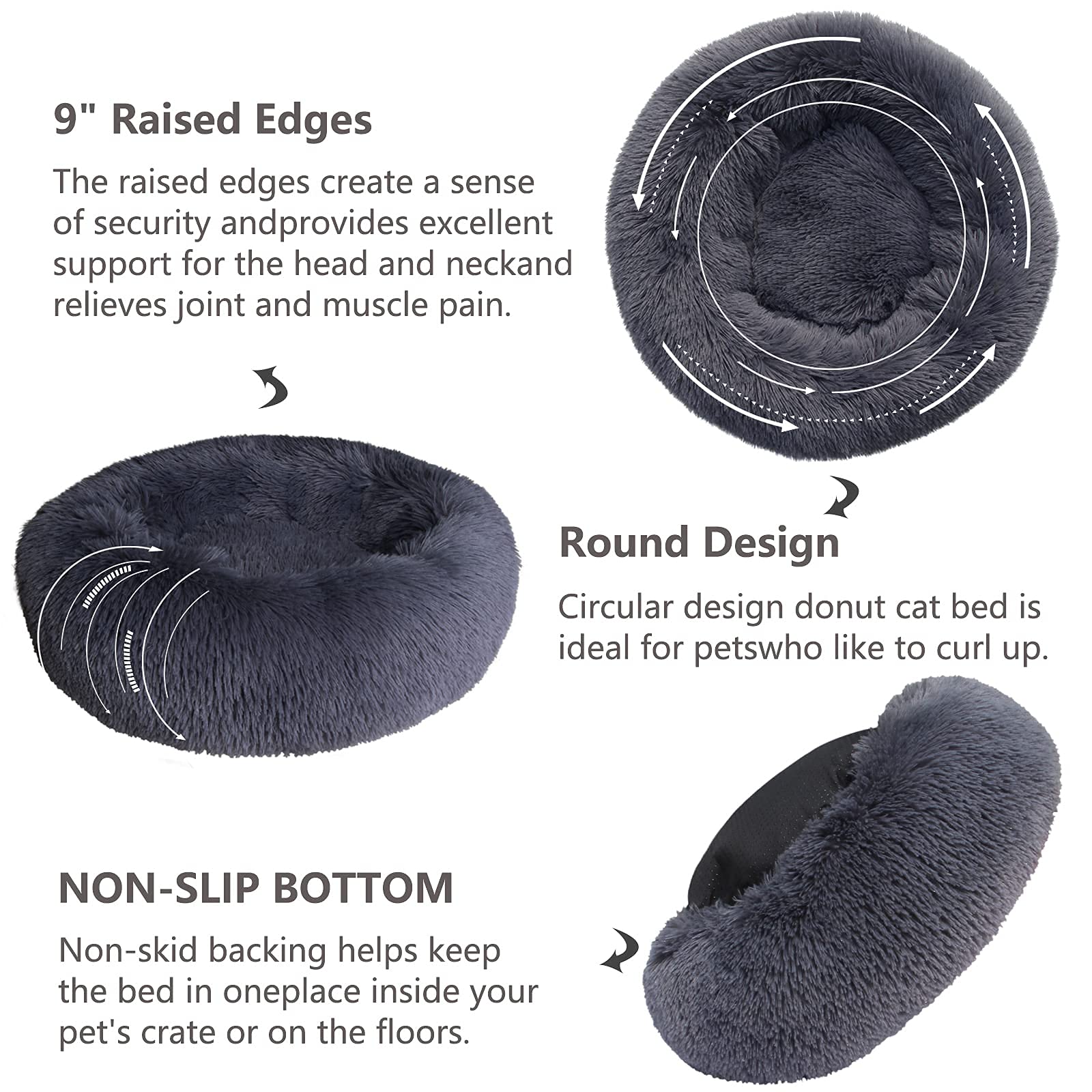 Nononfish inside plush bolster supports comfy curling and joint-friendly rest