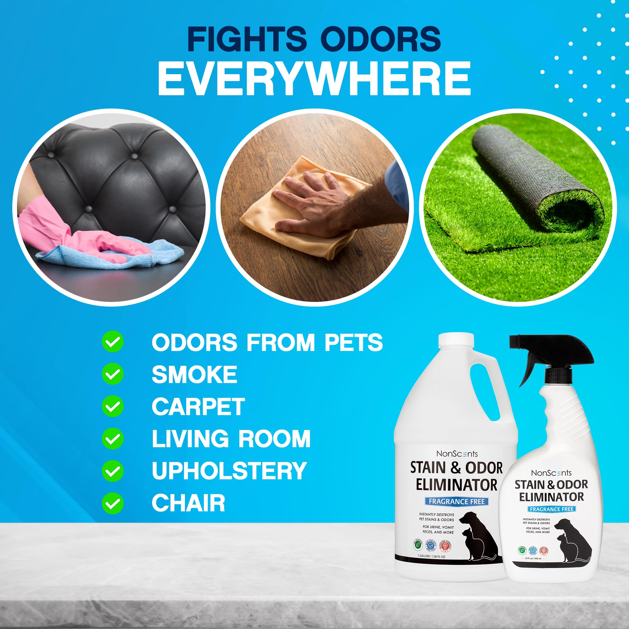 NonScents cat dog pee destroyer on surfaces like kennels and litter boxes