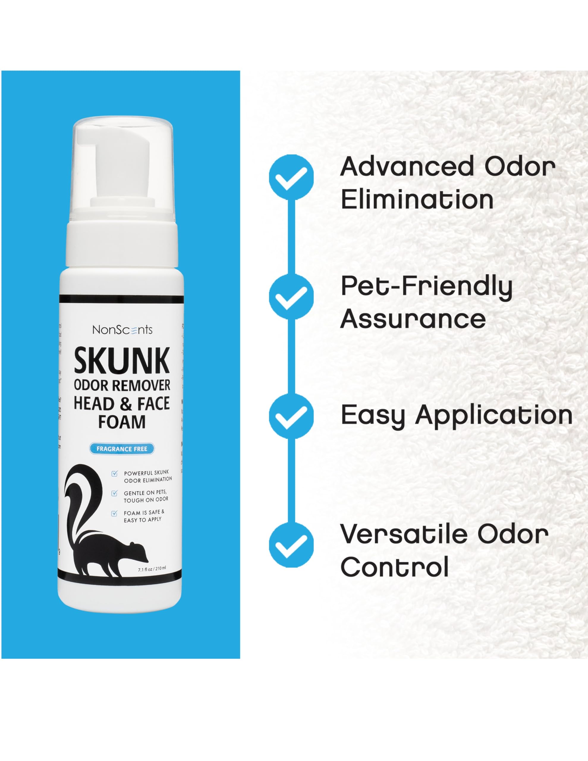NonScents pet-cleanup-foam on fur demonstrates safe, pet-friendly odor relief.