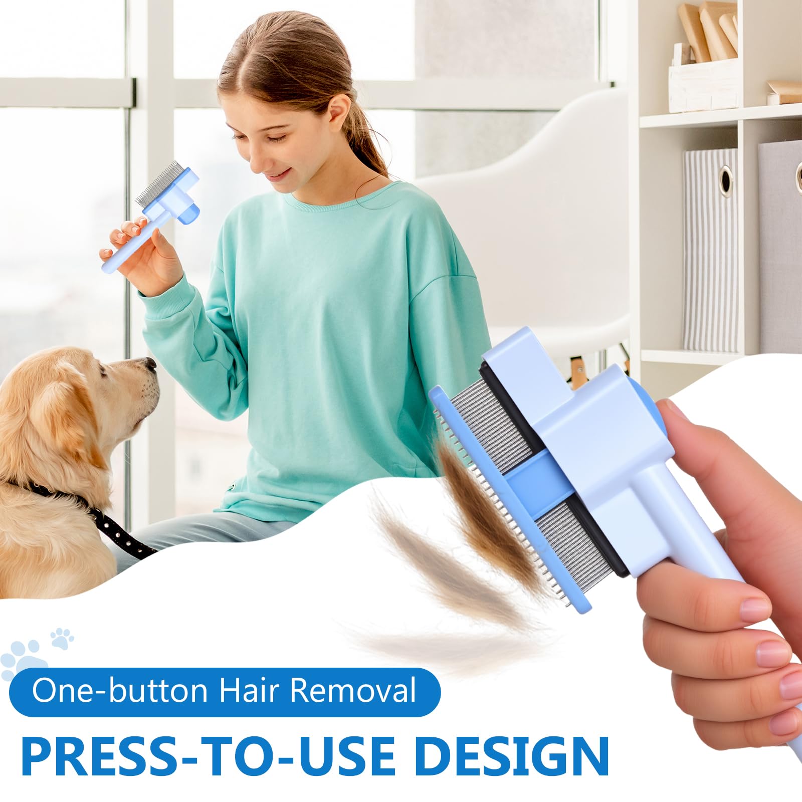 Nooepc deshedding comb removes loose fur without irritating skin