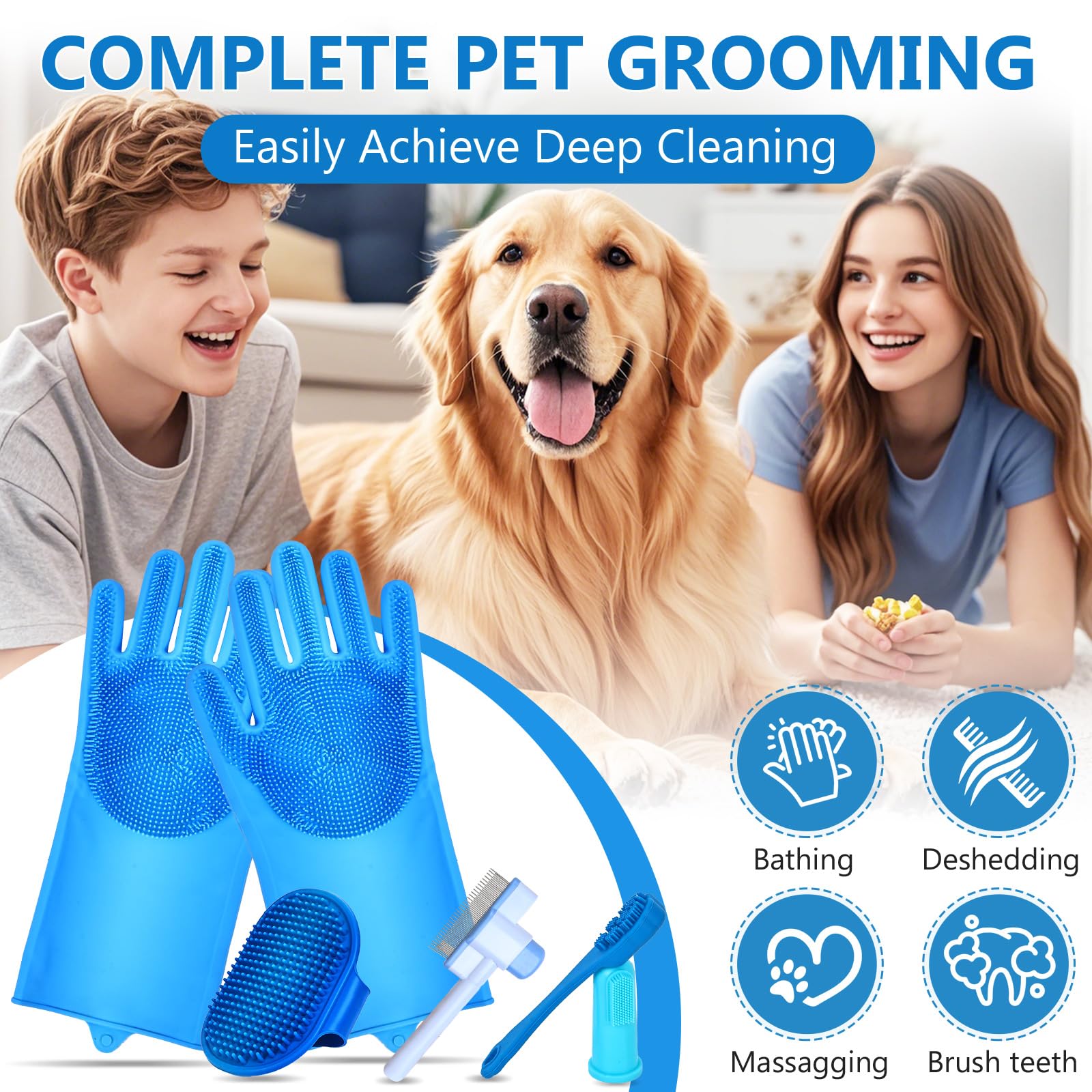 Nooepc pet grooming gloves showcase durable silicone for comfortable grooming