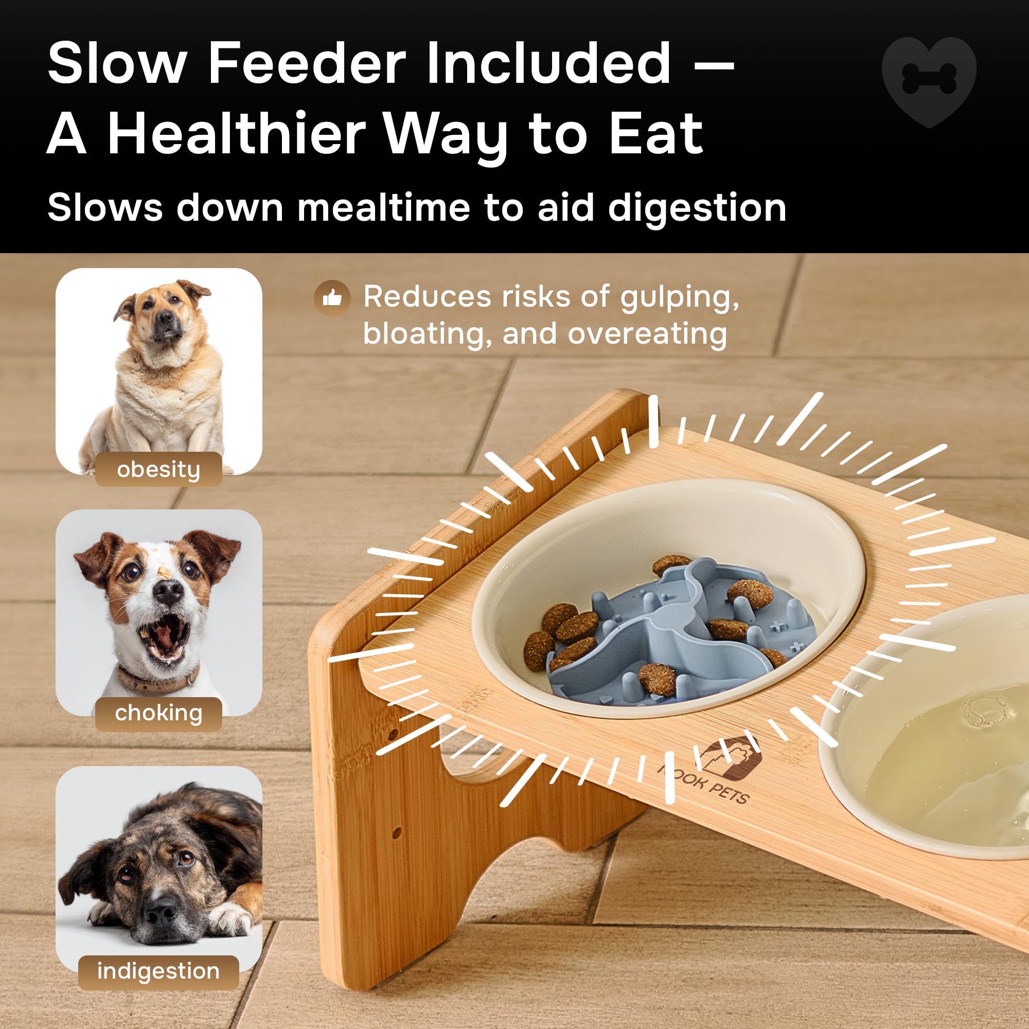 Nook Pets bamboo base is water-resistant and easy to wipe.