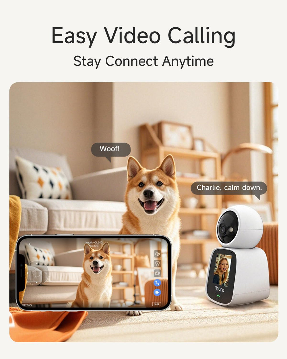 Noorio CL200 2K WiFi camera delivers sharp detail for monitoring kids or pets.