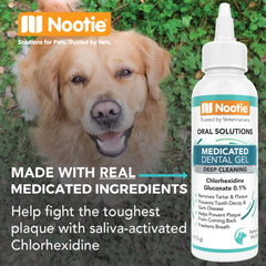 Nootie gel dental para perros, aliento fresco tras el uso diario.