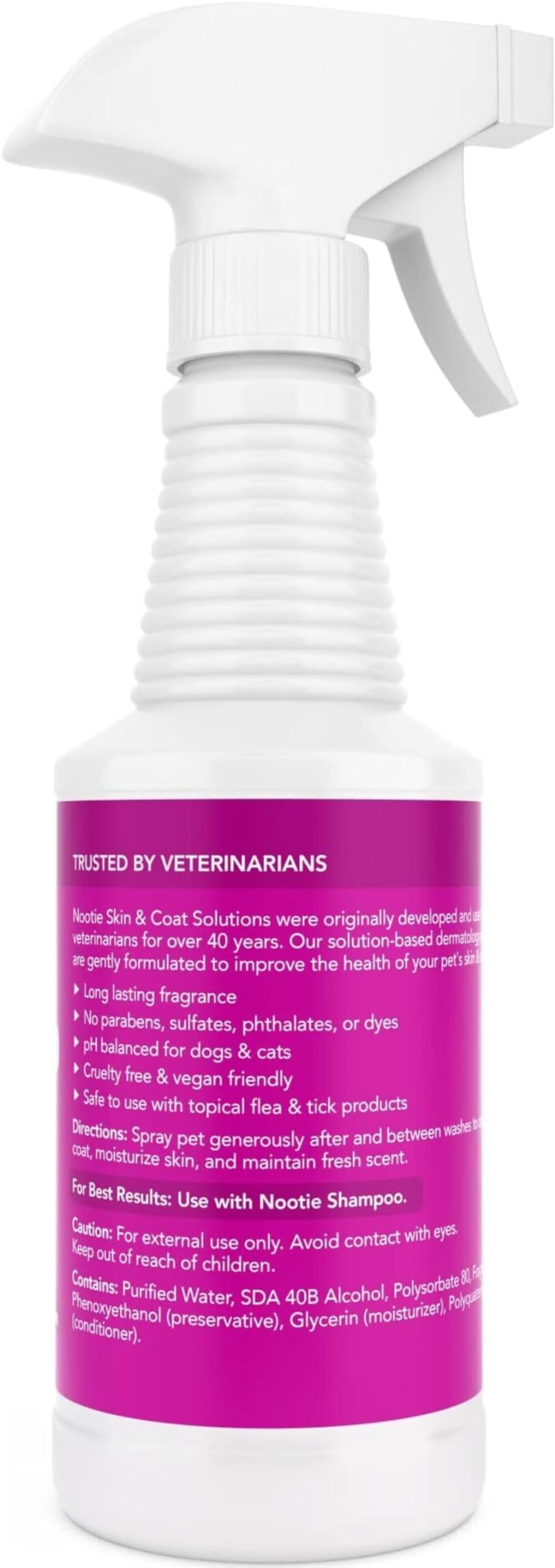 Nootie Daily Spritz bottle closeup highlights paraben-free formula and light scent