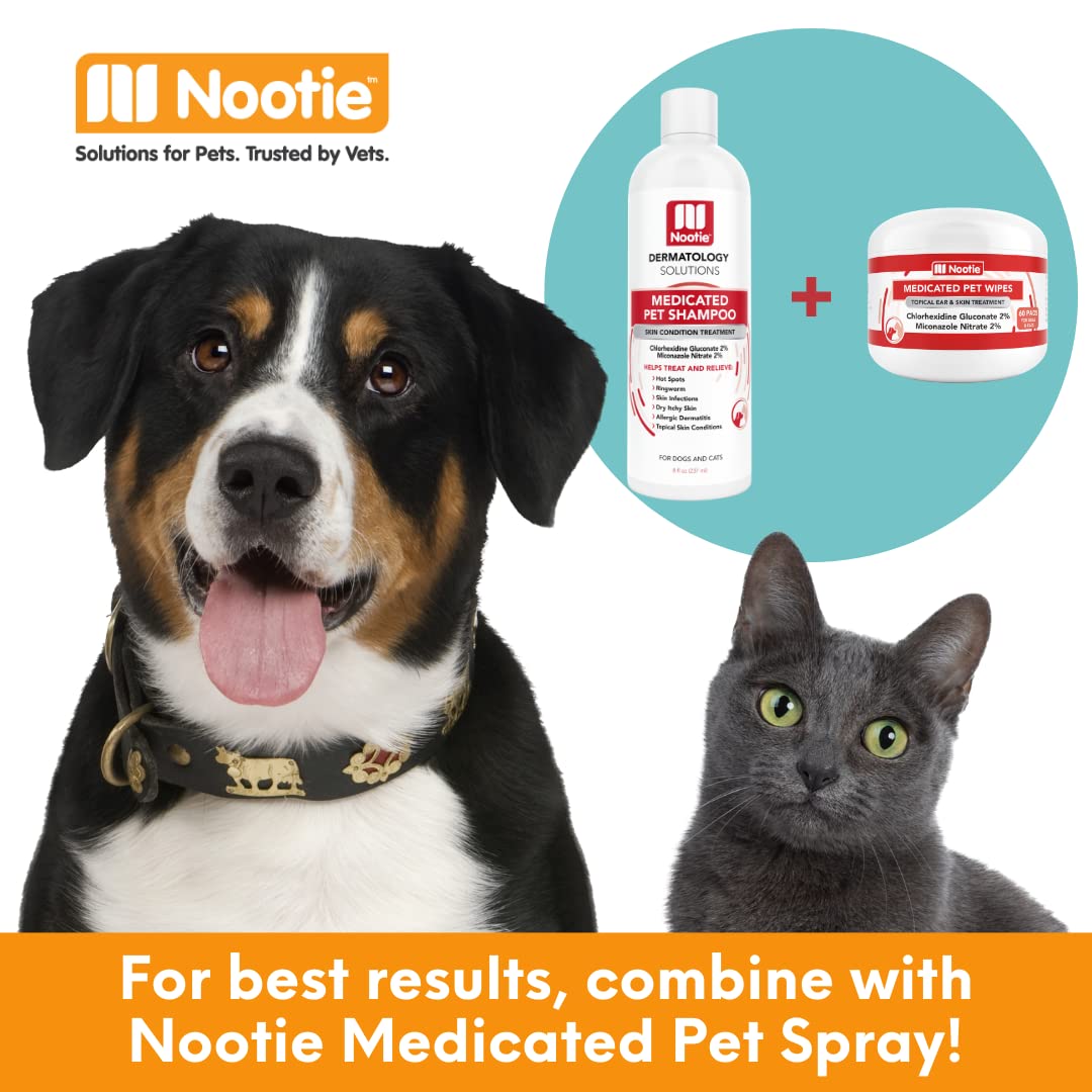 Nootie medicated dog wipes 60-count pack for extended use.