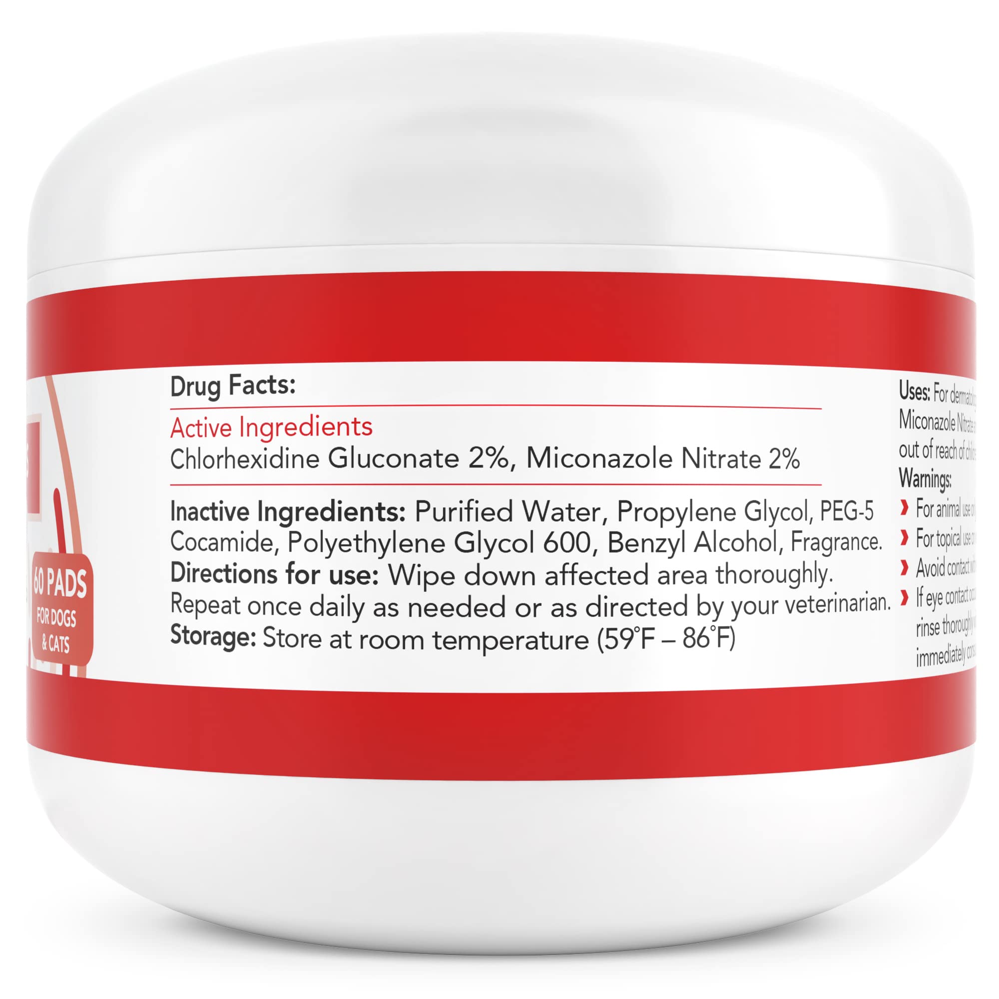 Nootie medicated wipes label close-up shows 2% chlorhexidine and 2% miconazole for skin care.