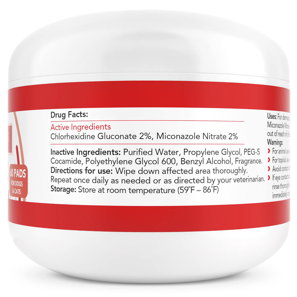 Nootie medicated wipes label close-up shows 2% chlorhexidine and 2% miconazole for skin care.