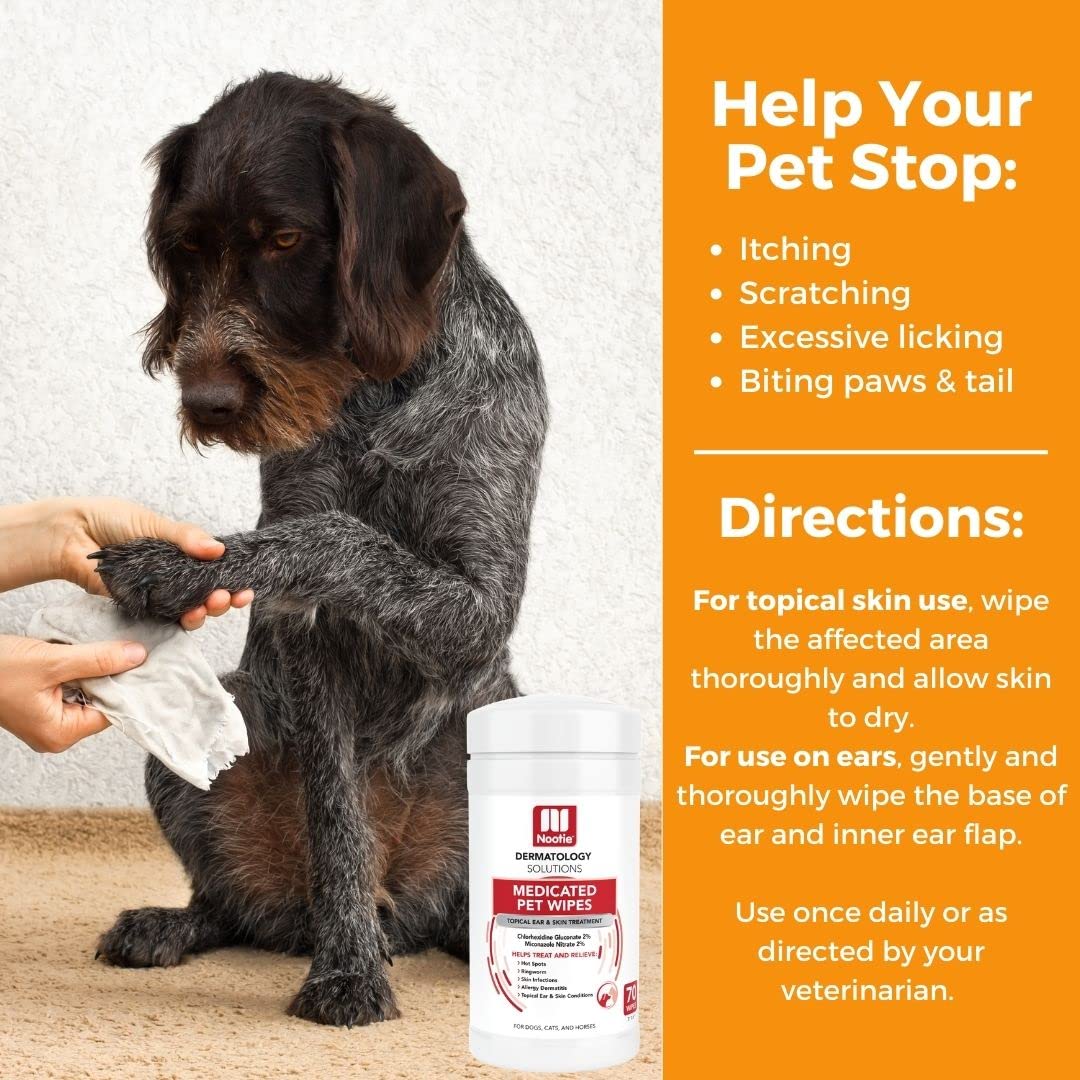 Nootie dog and cat wipes offering convenient care during grooming.