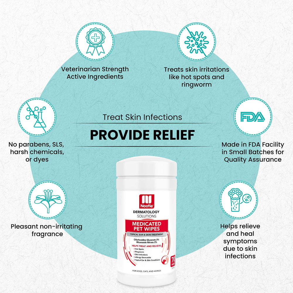 Nootie wipes with pleasant fragrance for a non-irritating grooming experience.