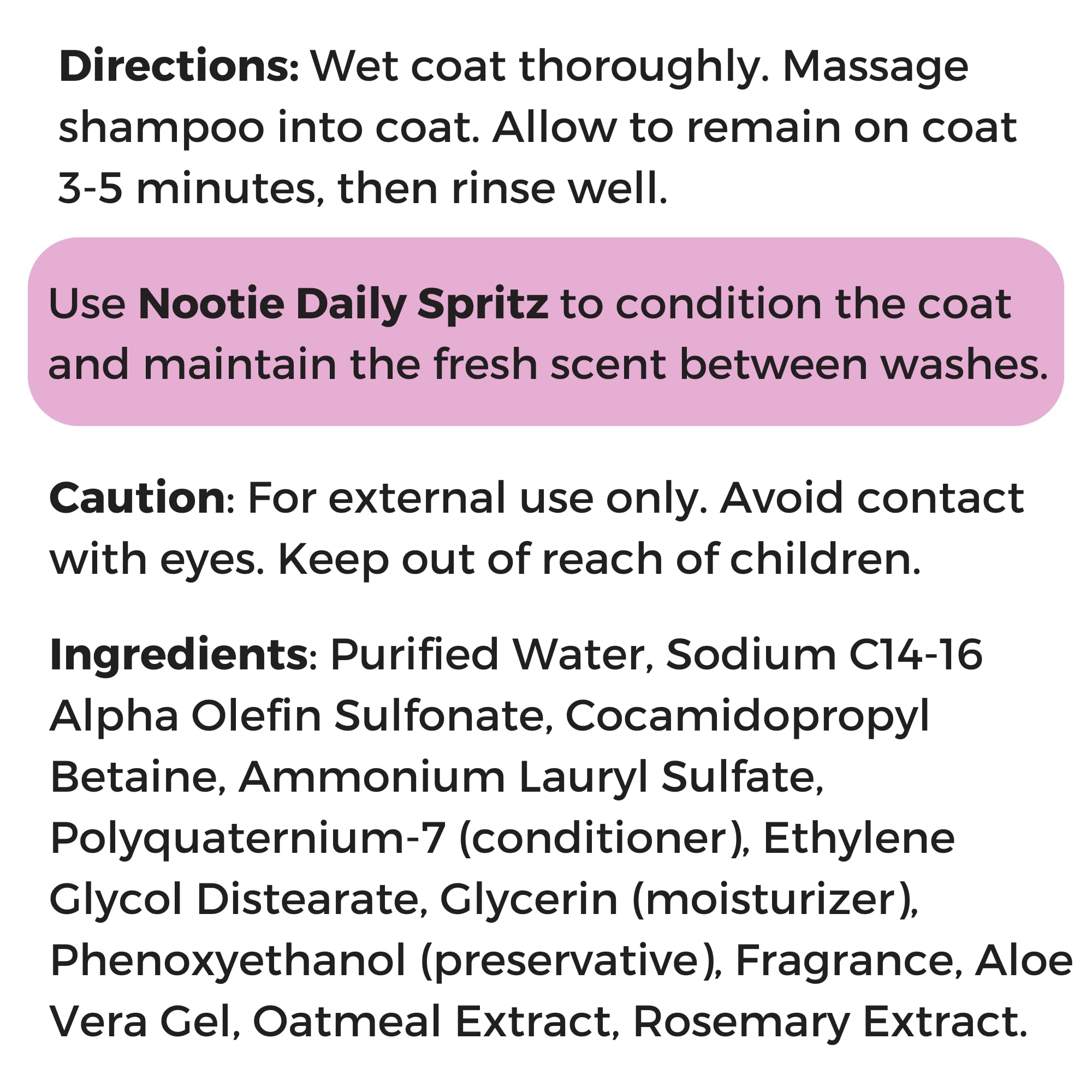Nootie Pet Shampoo portable packaging ready for at-home baths.
