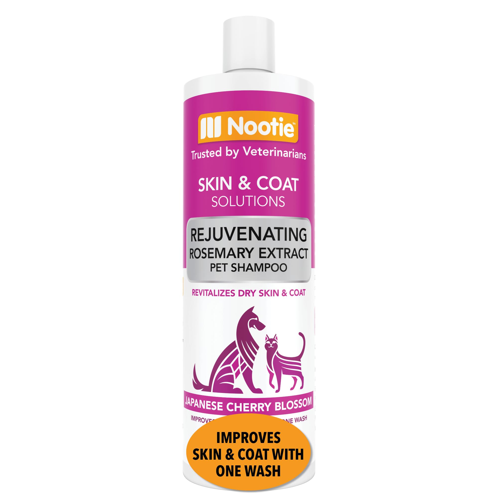 Nootie Pet Shampoo bottle for sensitive skin provides gentle cleansing.