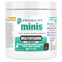Nootie Progility dog multivitamin bottle supports daily immunity.