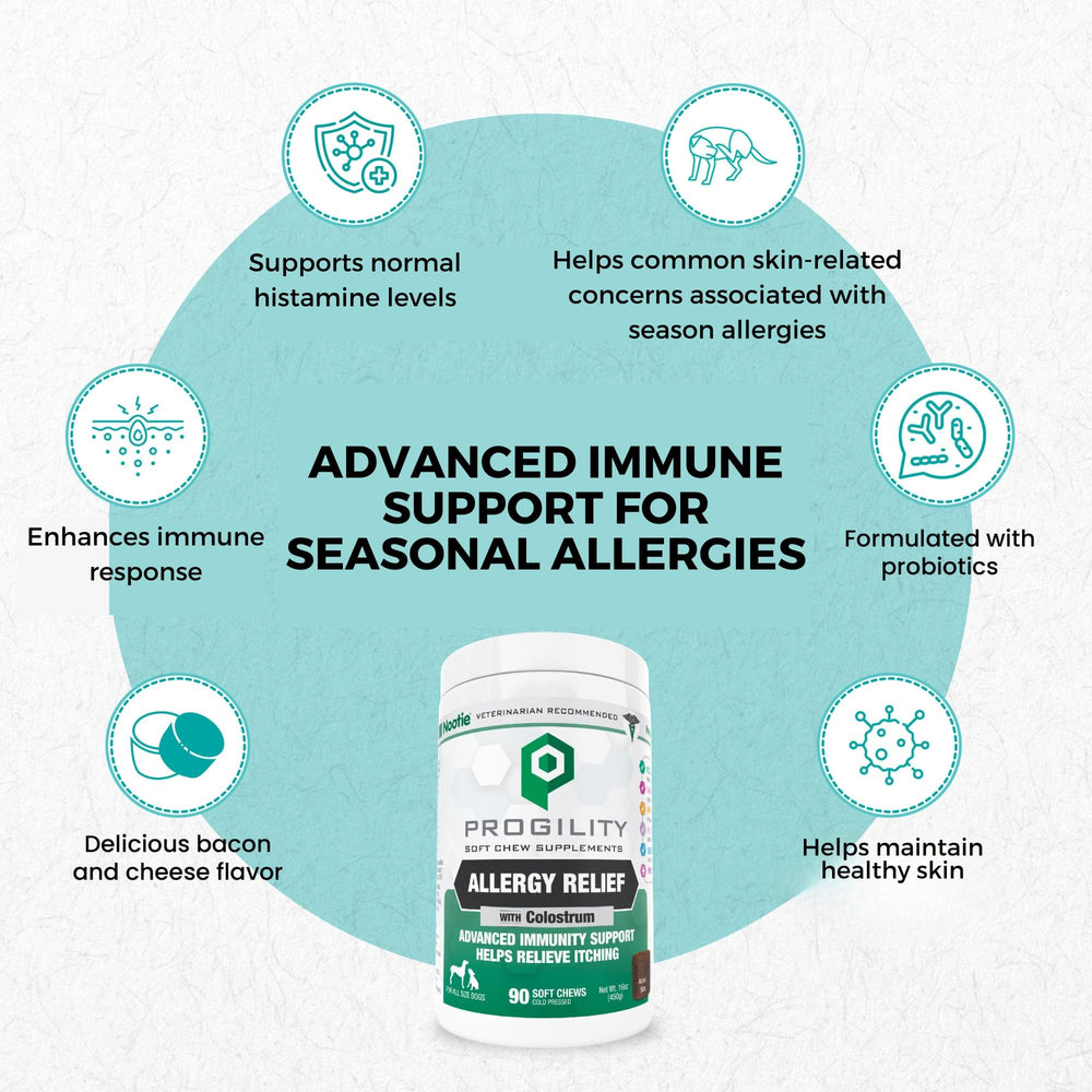 Nootie Progility ingredients in a bowl with colostrum probiotics and bromelain for digestion