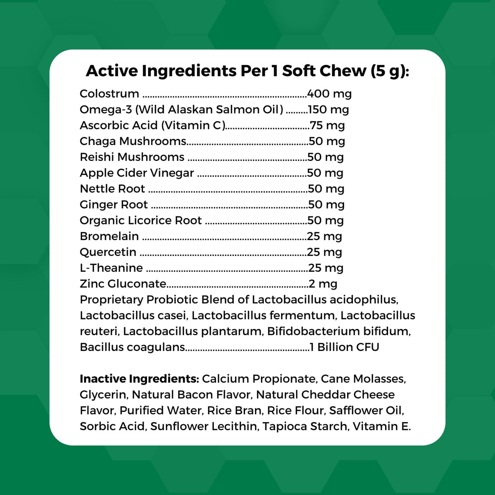 90 soft chews in the Progility container back label highlights ongoing seasonal allergy support