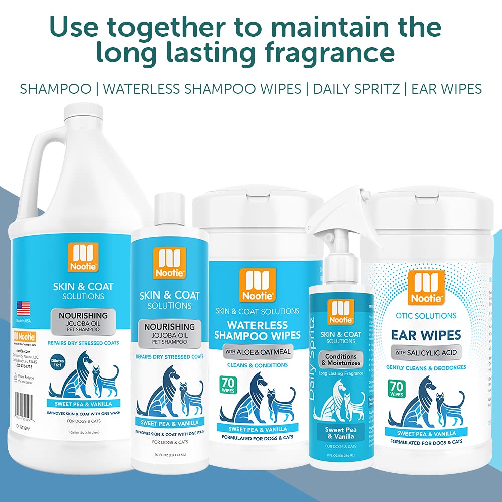 Nootie Sweet Pea Vanilla Daily Spritz shown for dogs and cats use