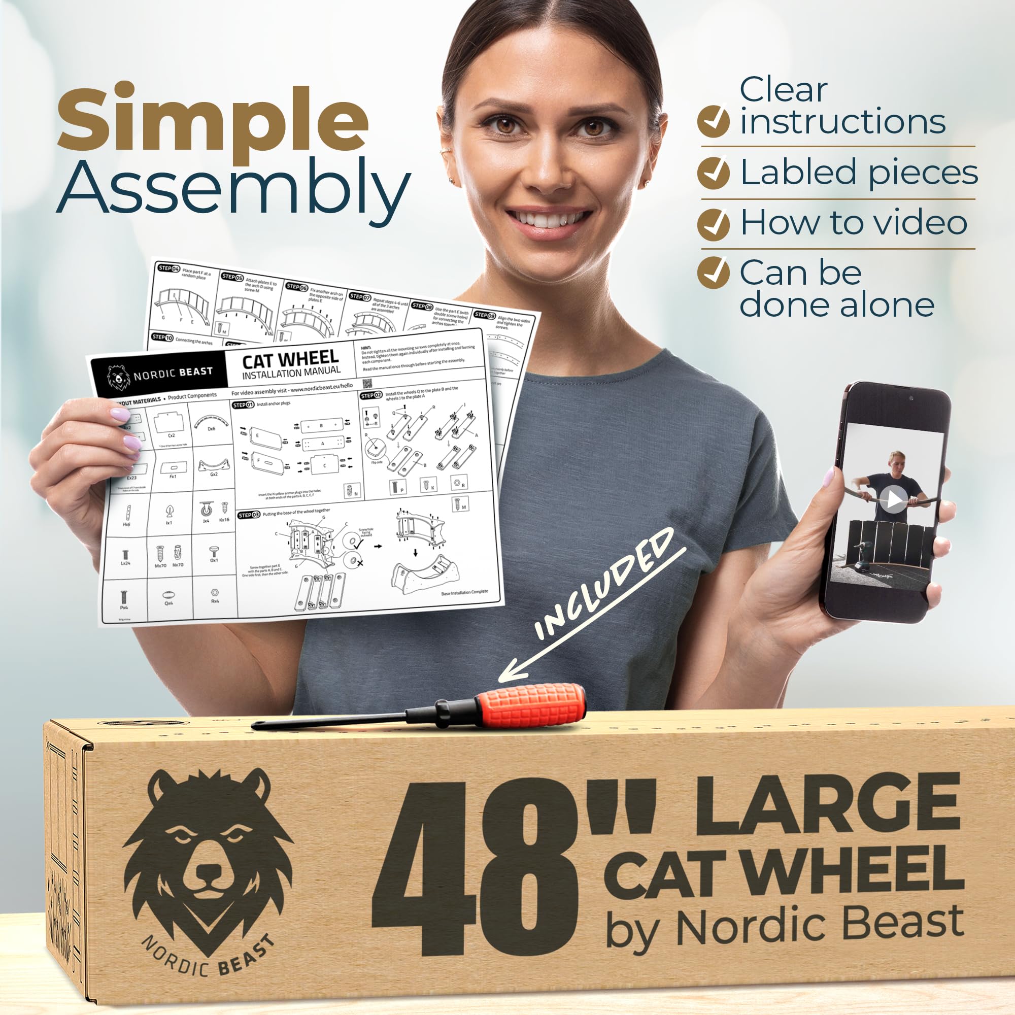 Nordic Beast Gold quiet-running mechanism ensures peaceful indoor exercise.