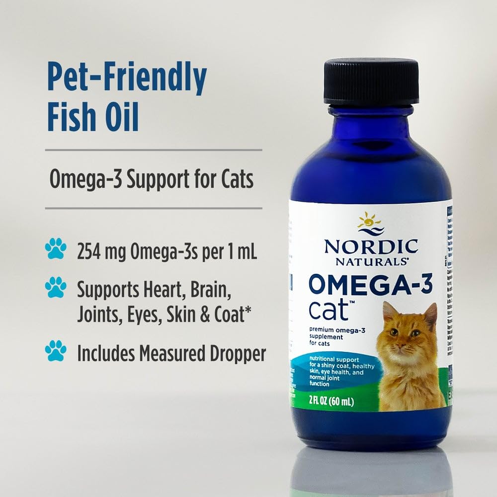Nordic Naturals Omega-3 para gatos, pelaje saludable y piel cómoda.