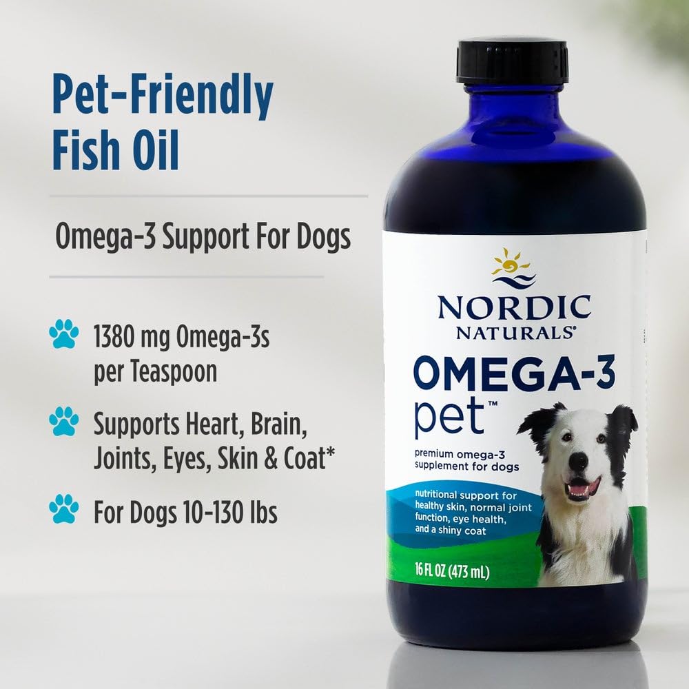 Nordic Naturals Omega-3 Pet immune-boost graphic suggests immune health support.
