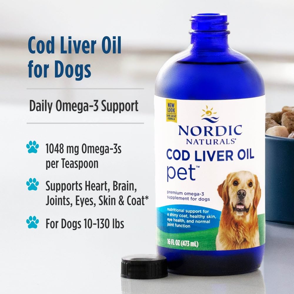 Nordic Naturals Pet Cod Liver Oil purity label emphasizes non-GMO and dairy-free