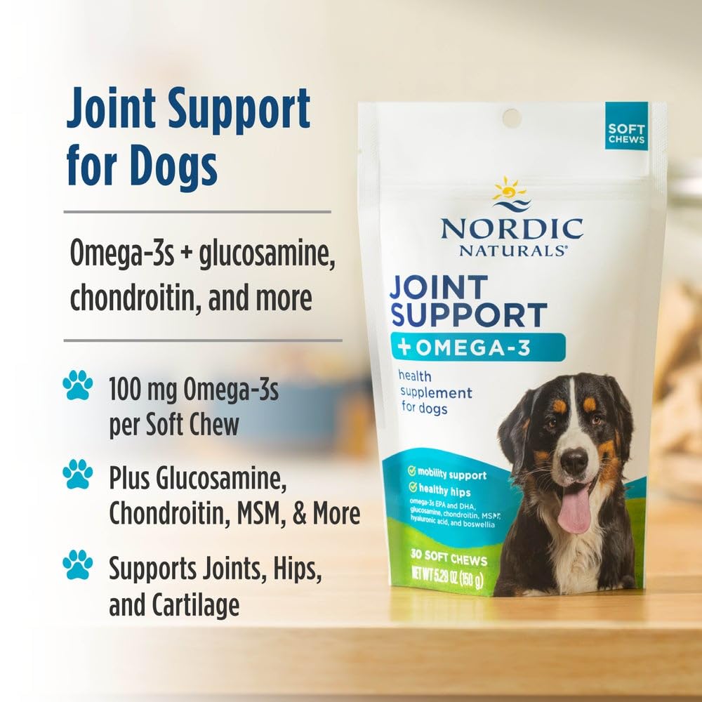 Nordic Naturals Pet Joint Soft Chews omega-3 ingredients showcase EPA DHA benefits for vitality