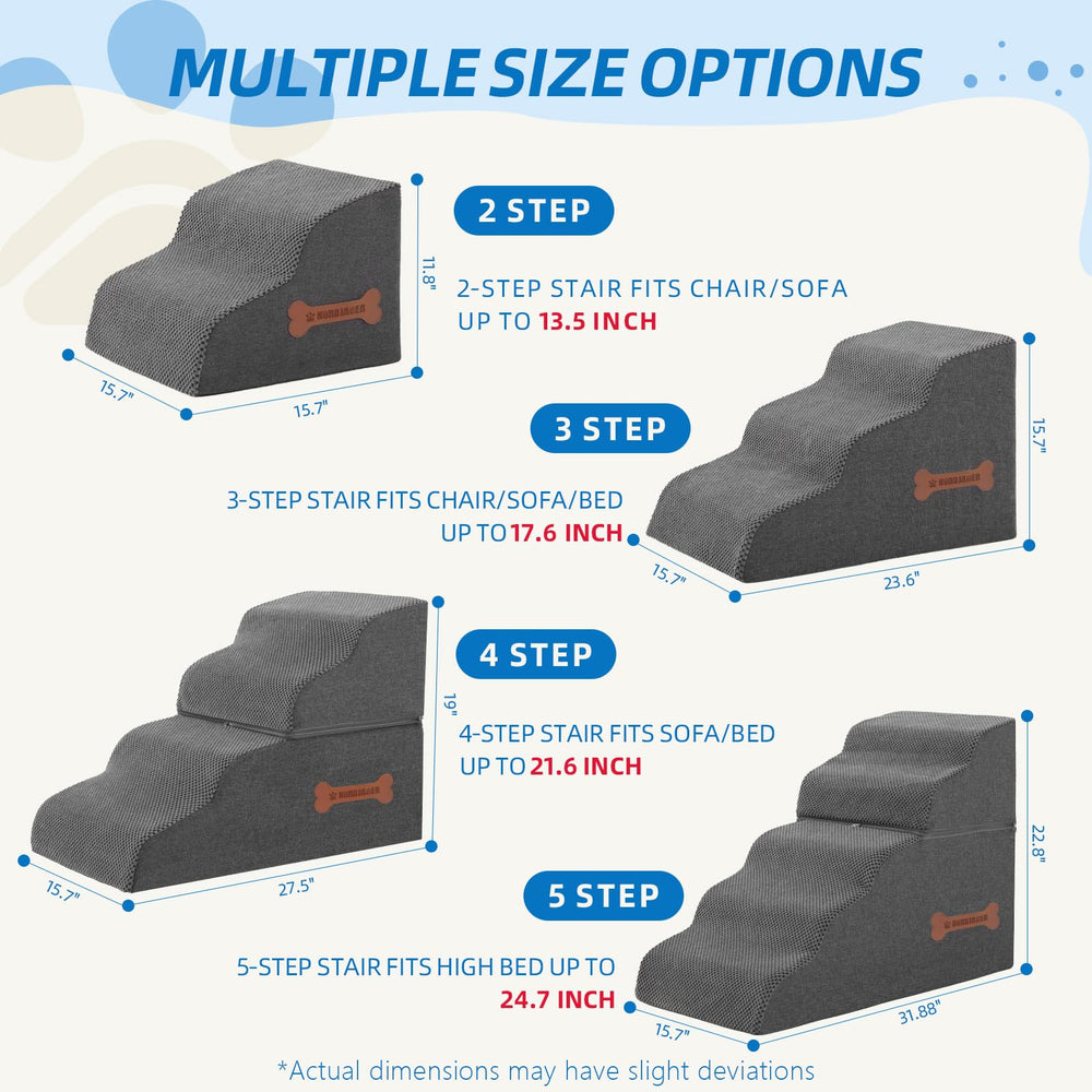 Nordjager dog stairs with non-slip bottom keeps footing secure during climbs.