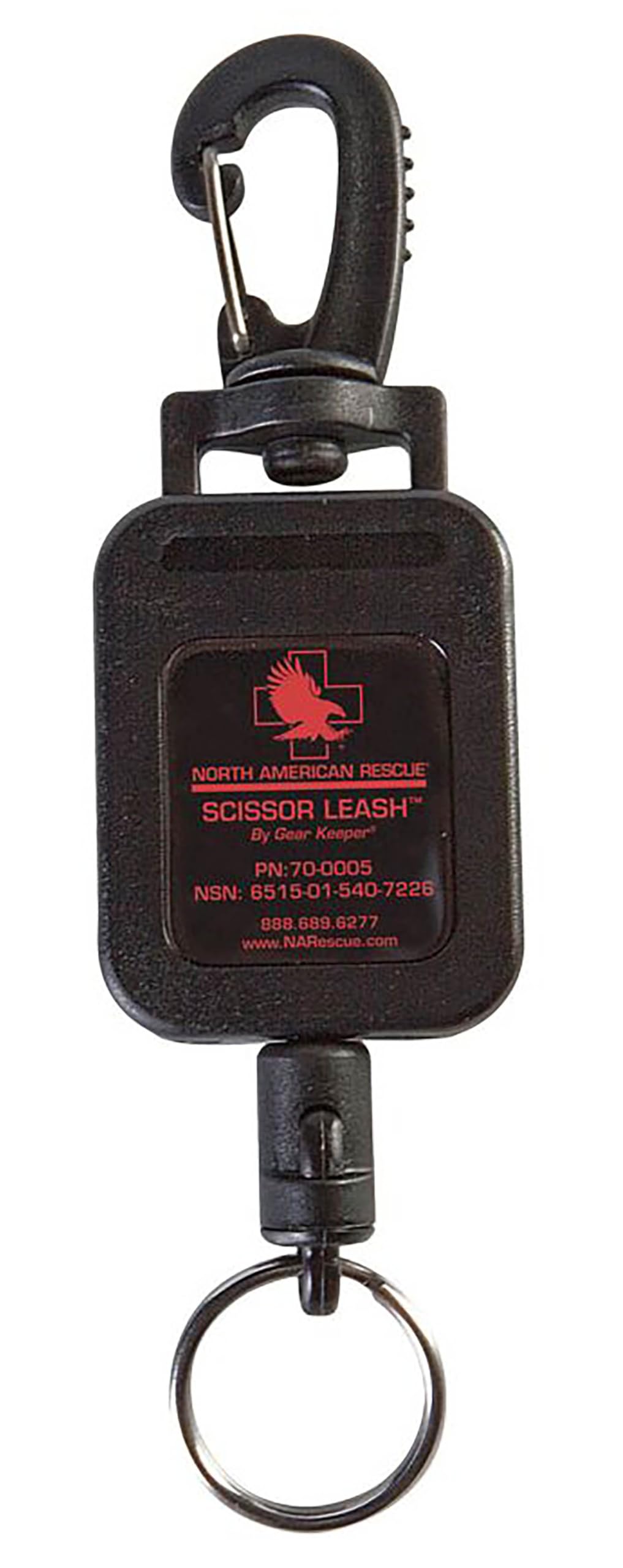 North American Rescue retractable scissor leash with clip for secure field access