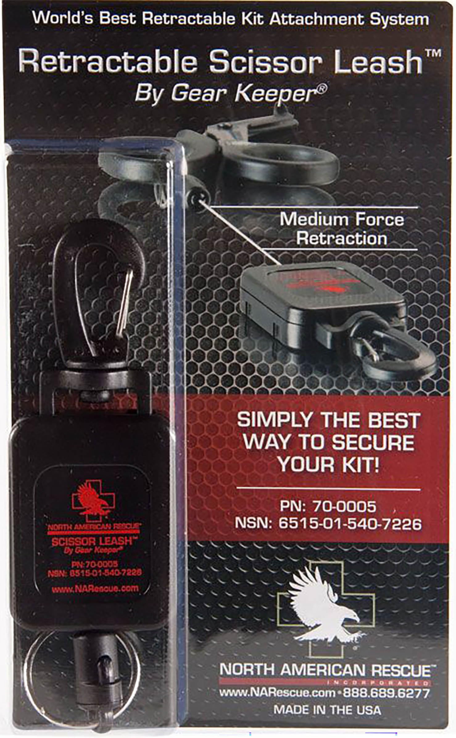 North American Rescue scissor leash self-cleaning feature maintains readiness