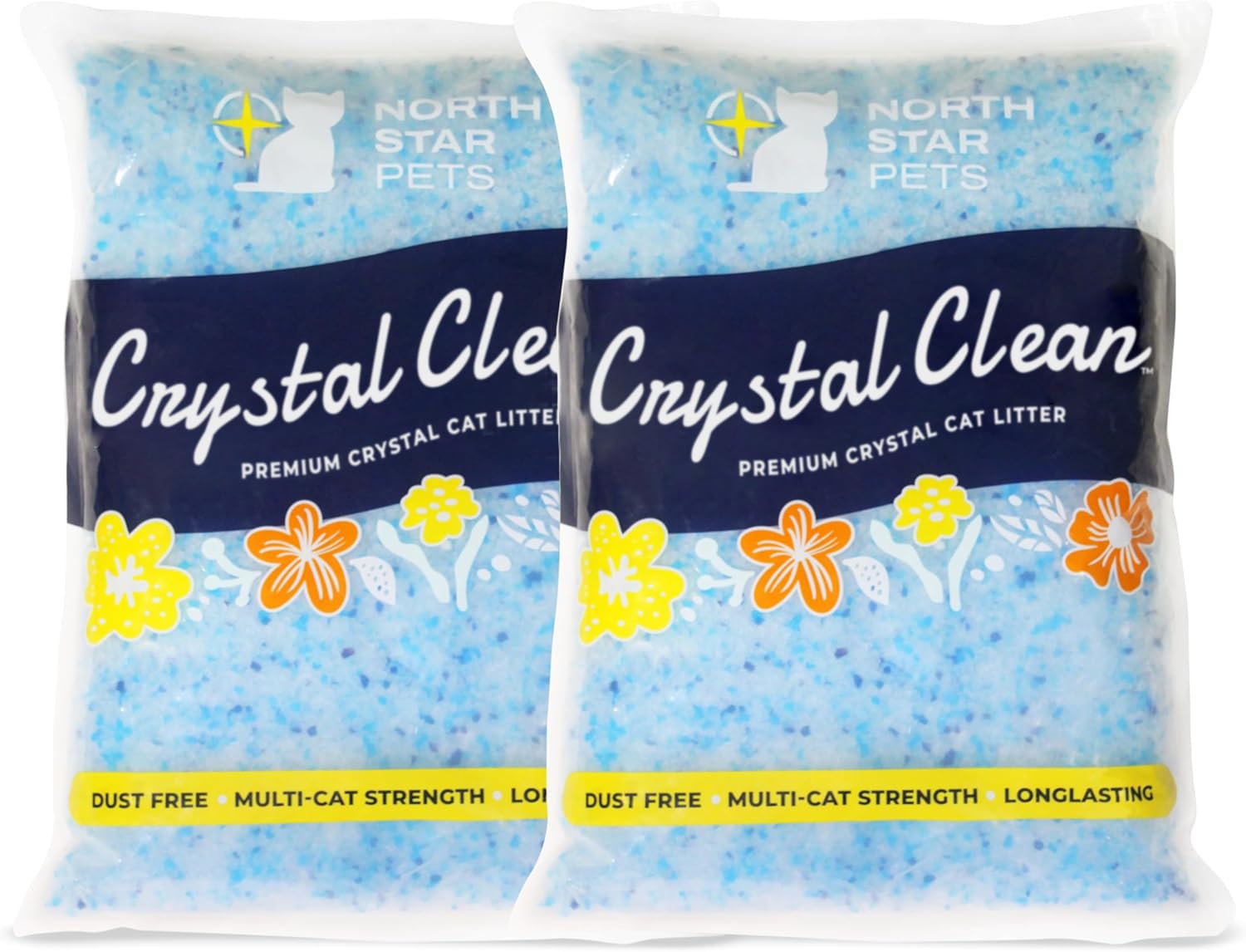 North Star Pets Crystal Clean bags front showing pre-portioned litter for easy handling