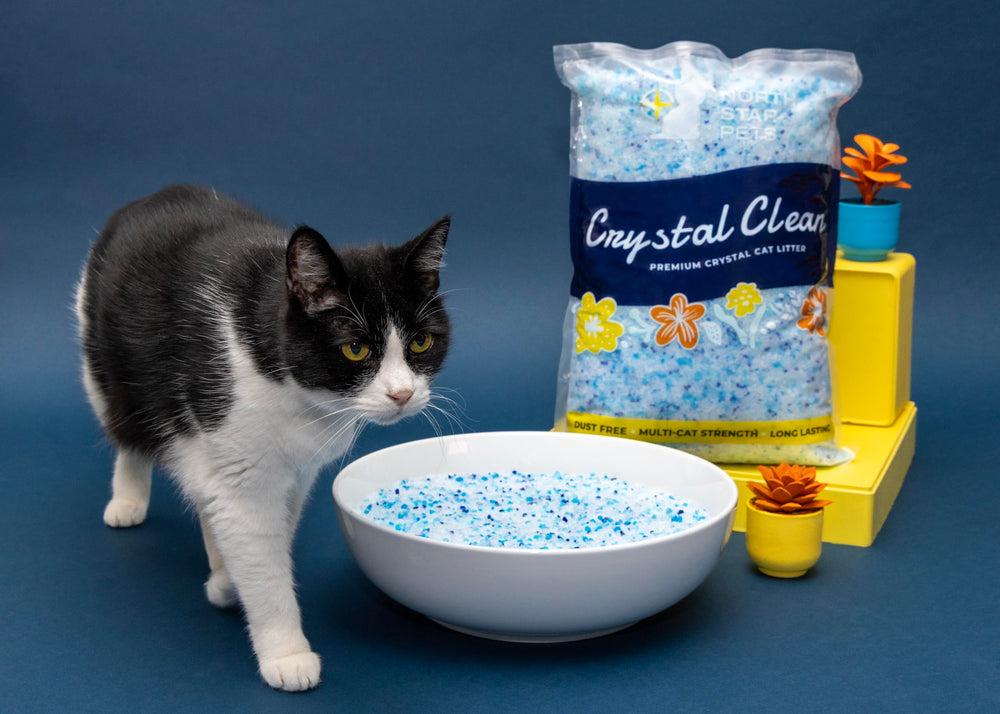 North Star Pets Crystal Clean crystals compatible with PetSafe trays for flexible setup.