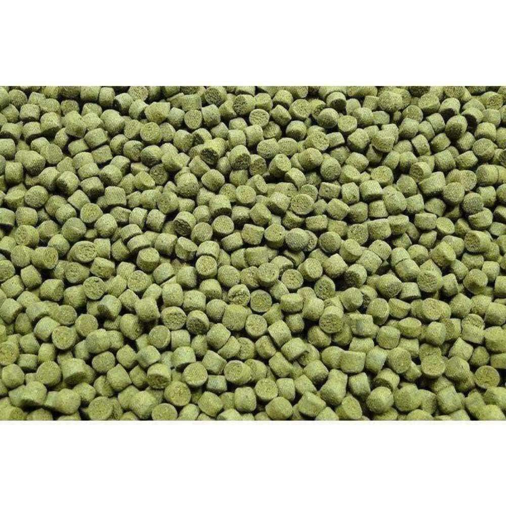 Northfin Veggie Fish Food close-up emphasizes digestive health support from fiber-rich ingredients.