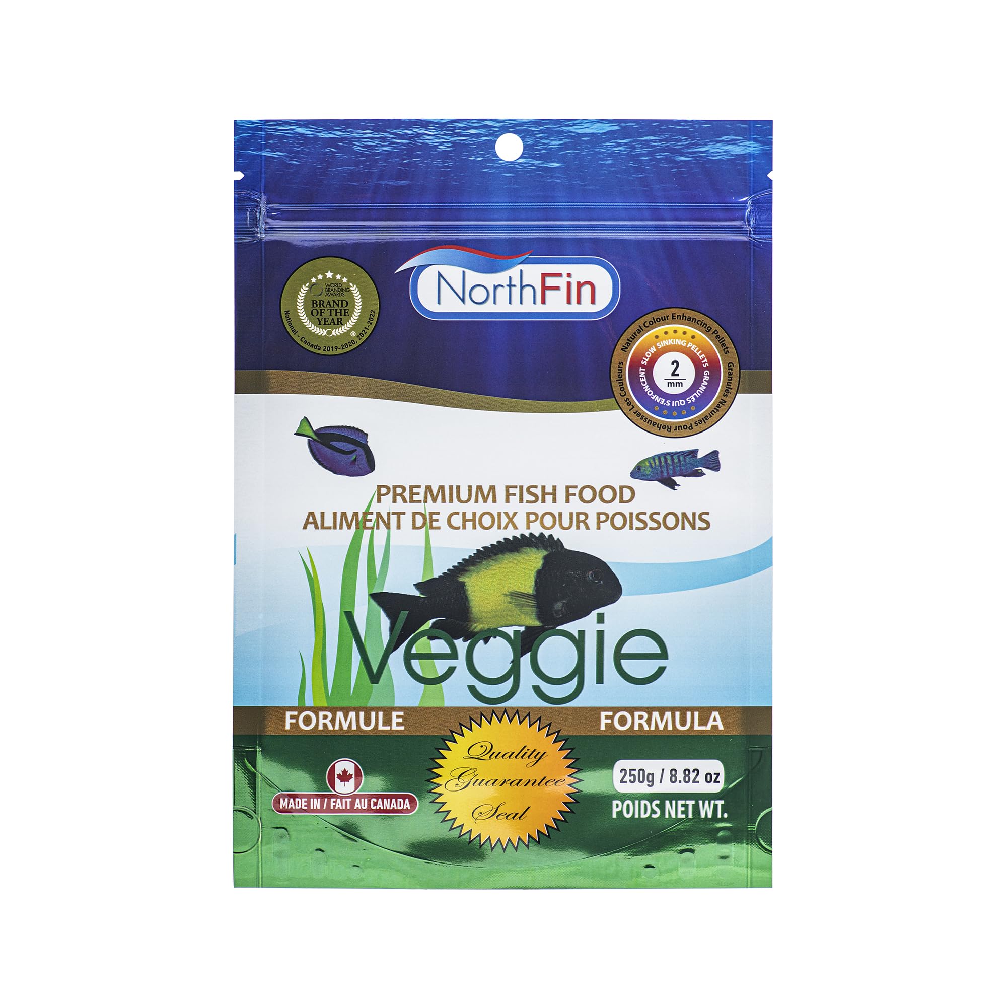 NorthFin Veggie Formula slow-sinking pellets provide targeted nutrition for mid-water and bottom-dwelling herbivores.
