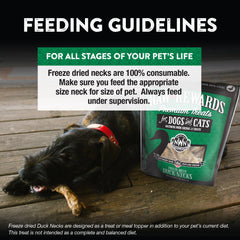 Grain-free single-ingredient duck neck treats label from Northwest Naturals highlighting quality.