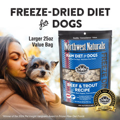 Northwest Naturals beef-trout nuggets close-up highlights bite-sized, easy-chew texture