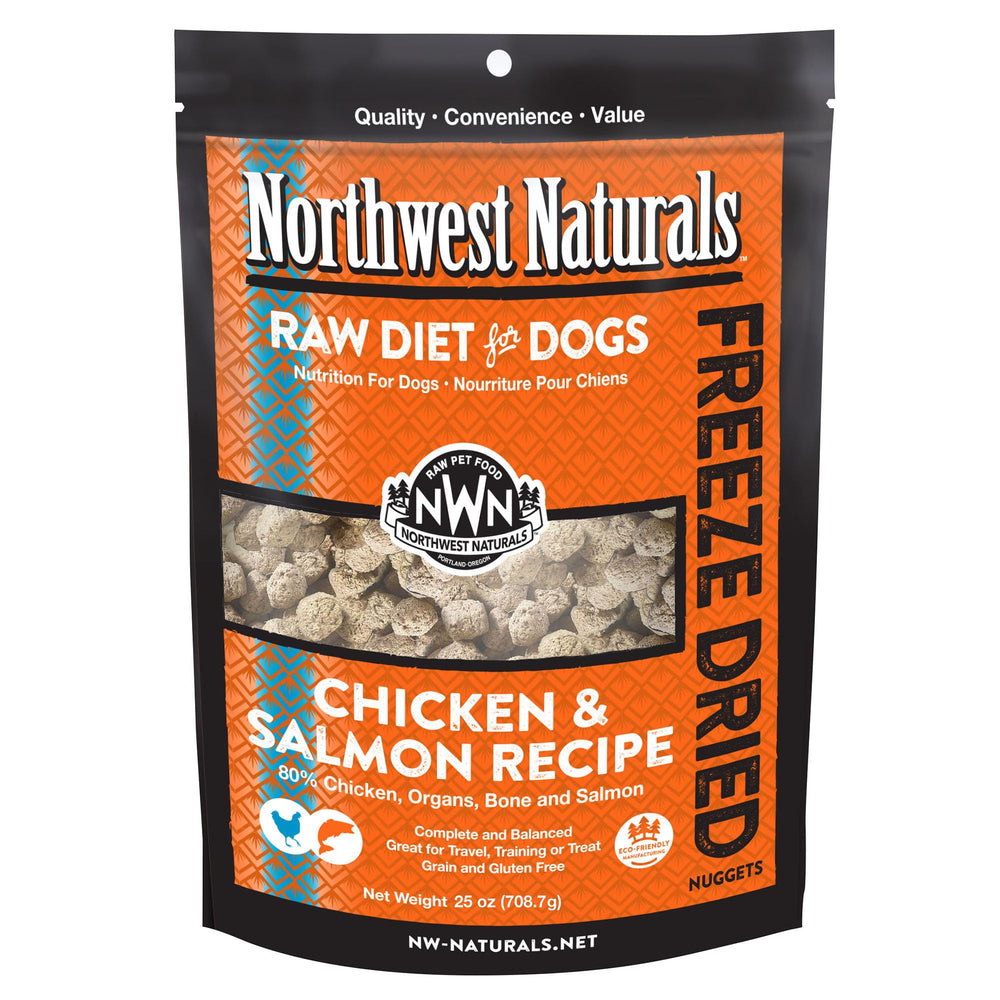 Northwest Naturals freeze-dried dog food bag, travel-friendly packaging for on-the-go feeding.