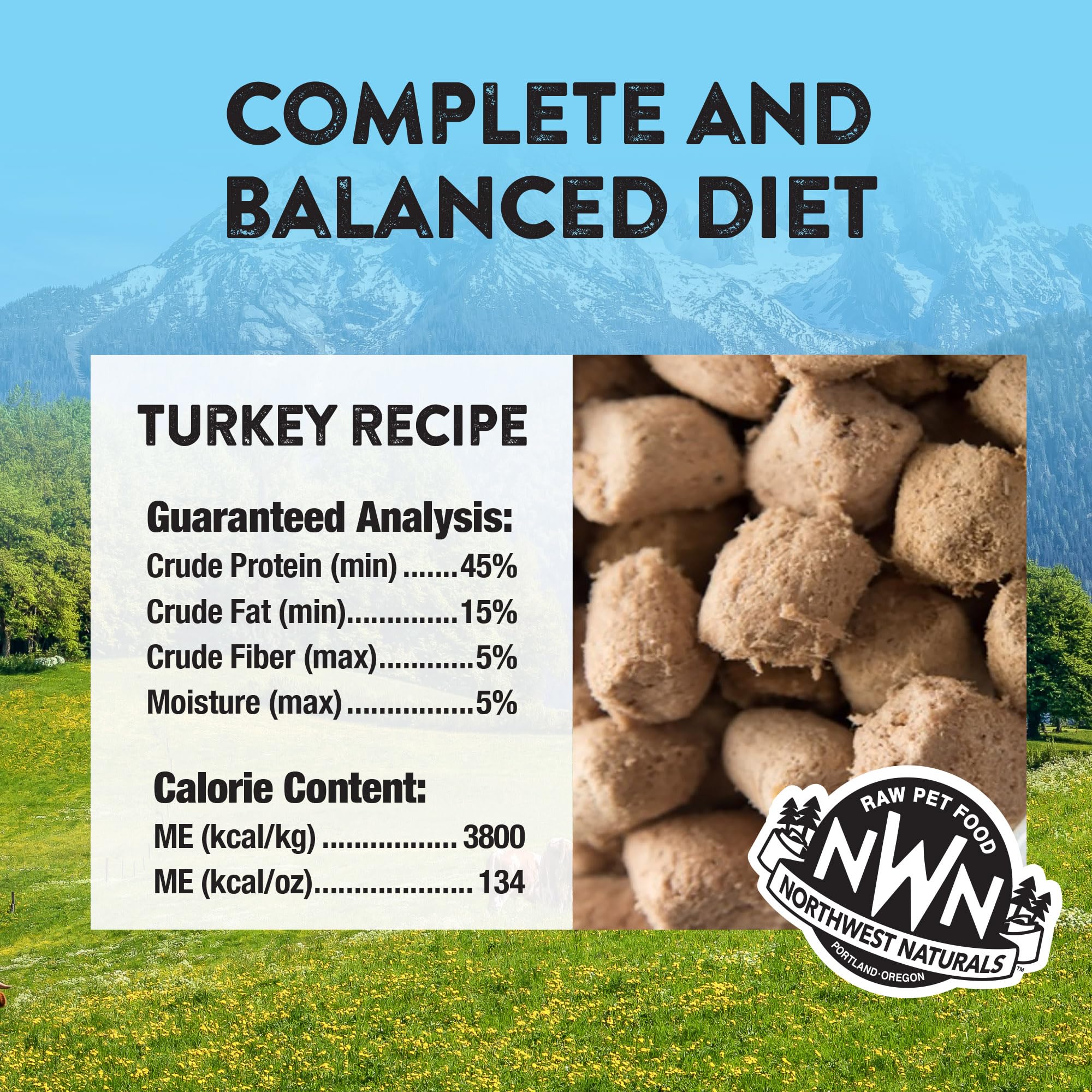 Northwest Naturals freeze-dried turkey cat diet—high-protein option supporting energy and coat health.