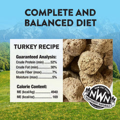 Northwest Naturals freeze-dried turkey dog food bite-sized nuggets used as a training treat.