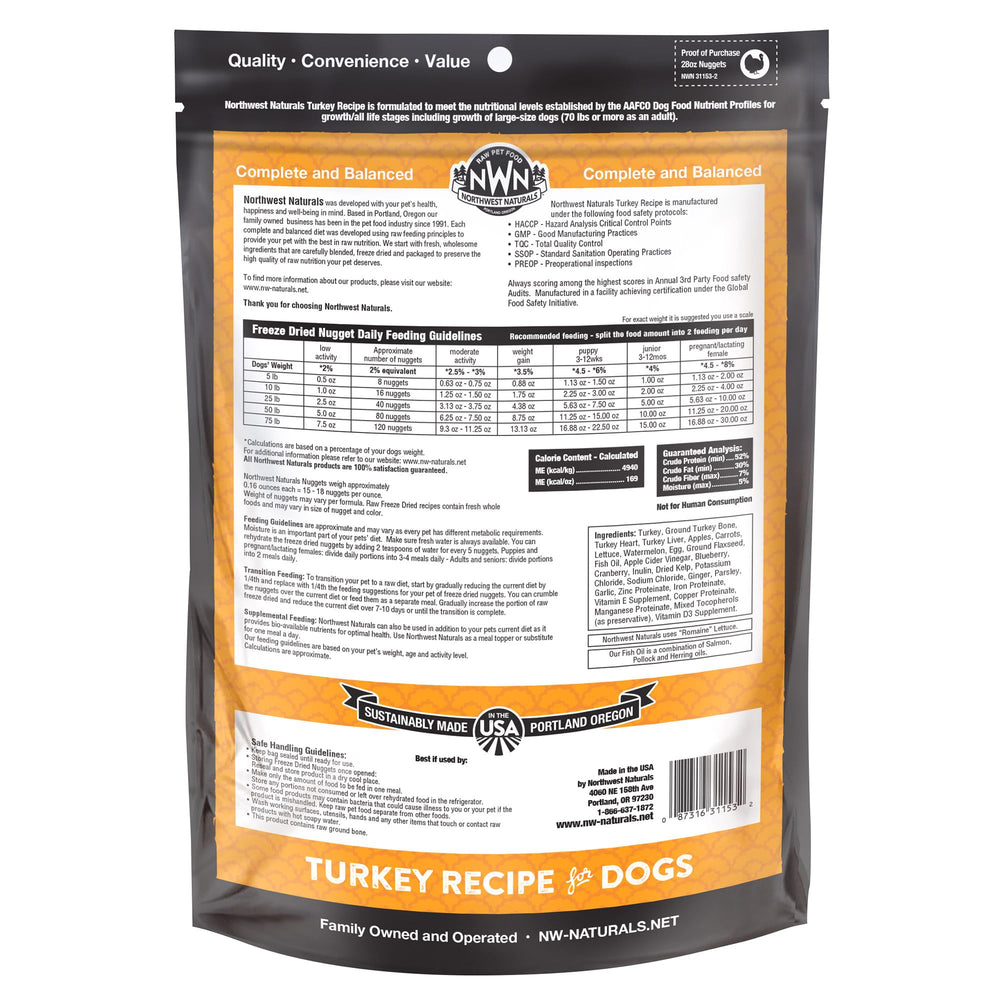 Northwest Naturals freeze-dried turkey dog food storage container keeps freshness