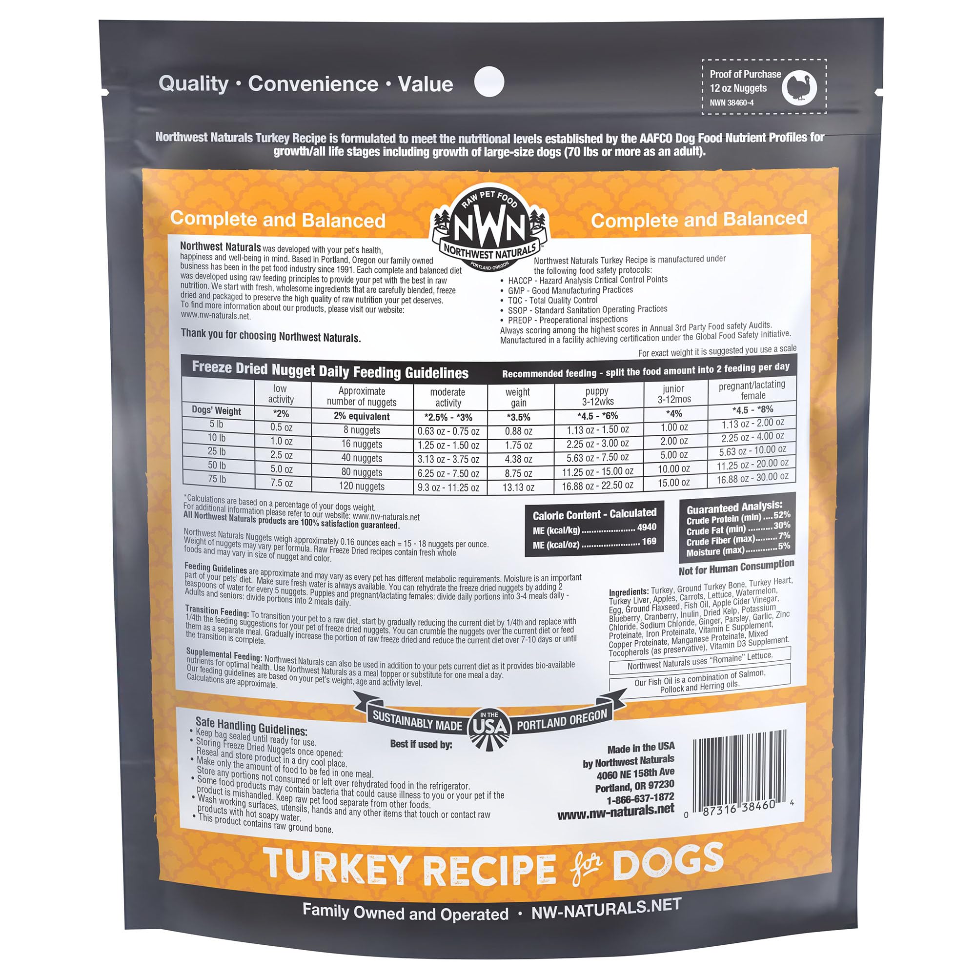 Northwest Naturals USA-made turkey dog food—high-protein, grain-free option for households.