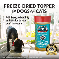 Northwest Naturals functional topper for dogs and cats serving to boost kibble flavor.
