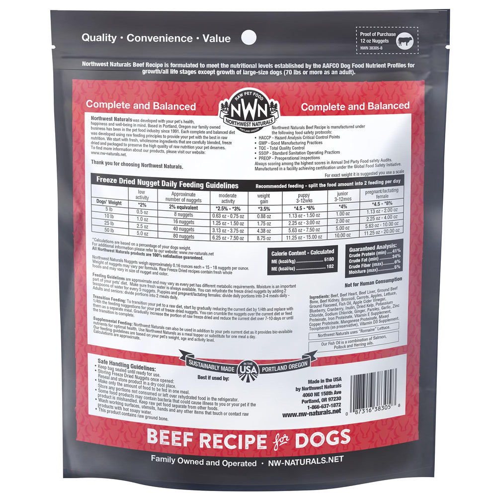 Northwest Naturals human-grade ingredients label reassures quality and safety when feeding.