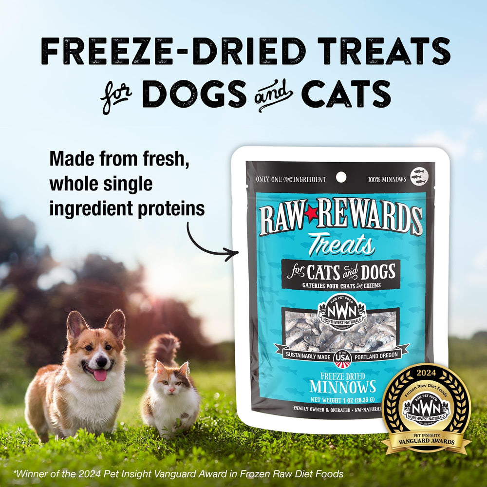 Northwest Naturals Minnow Treats bite-size nuggets ideal for training rewards.