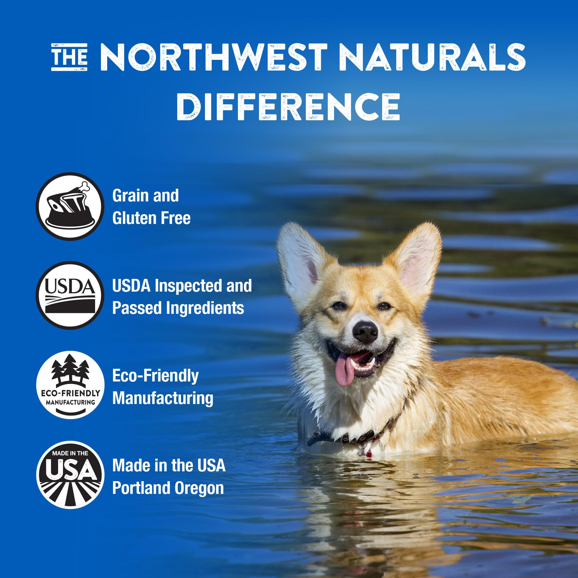 Northwest Naturals salmon-based recipe highlighting omega-3 for skin and coat.
