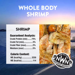 Northwest Naturals 1-ingredient shrimp bites offer a simple, protein-rich snack for dogs and cats.