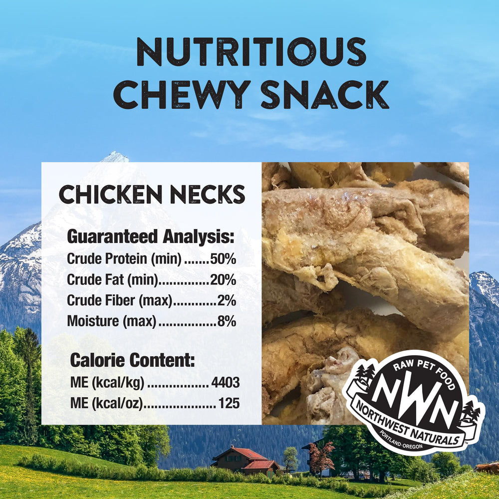 Northwest Naturals Raw Rewards chicken neck dogs enjoying, a tasty treat that can excite meals.