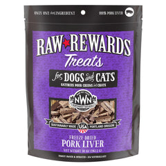 Northwest Naturals Raw Rewards pork liver treats in bowl provide tasty dog and cat rewards.
