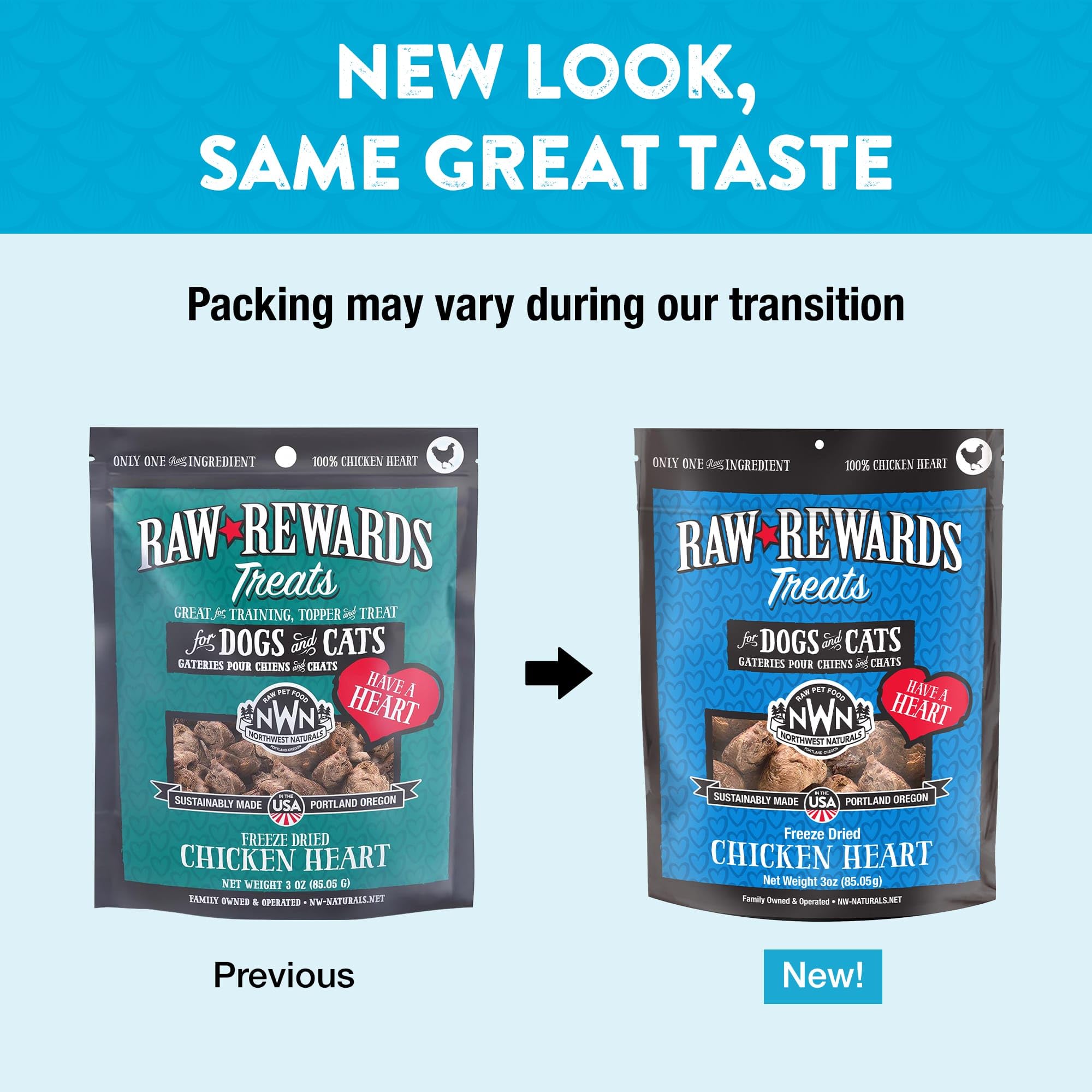 Northwest Naturals Raw Rewards package showcases USA-made, single-ingredient treat option.