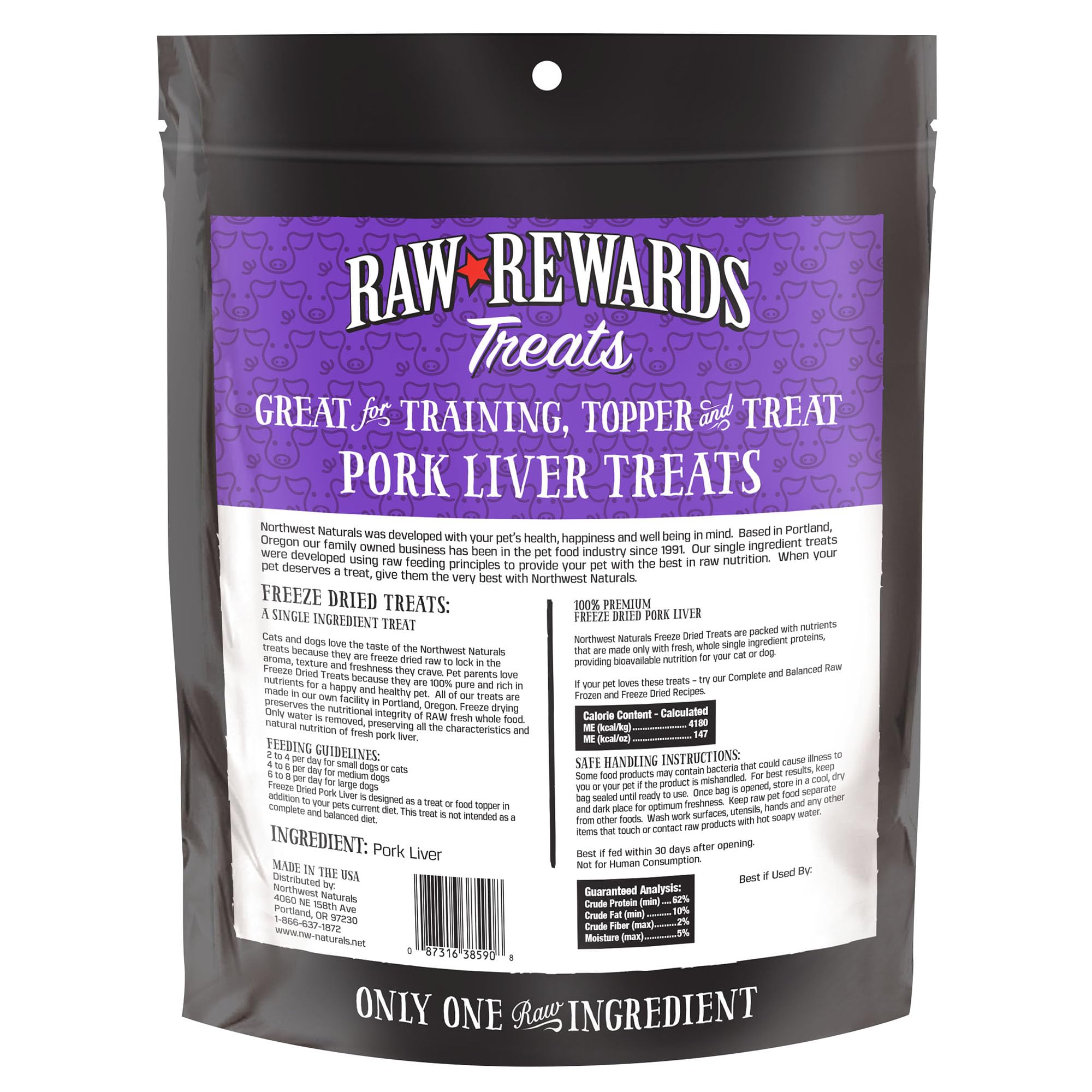 Northwest Naturals Raw Rewards pork liver treats close-up emphasizes bite-sized nutrition.